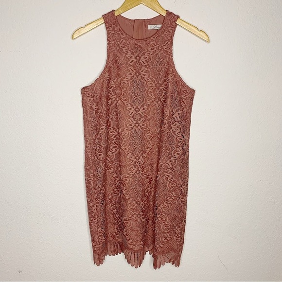 Lovers + Friends Caspian Eyelet Sleeveless Shift Dress Dusty Rose Size M $180 - Picture 3 of 8